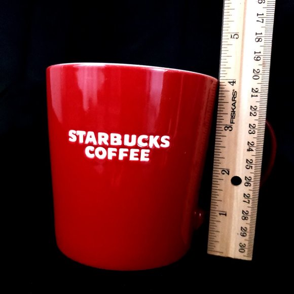 Starbucks 2010 New Bone China Etched Logo Mug 16oz Color Red and White - Picture 2 of 5